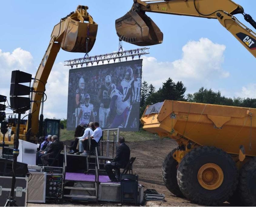 minnesota vikings on led screen for eagen ground breaking